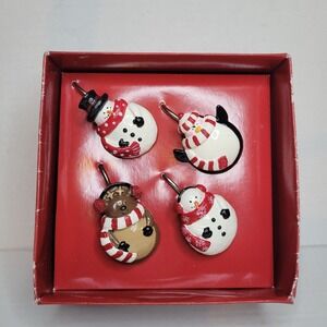 Christmas St Nicholas Square‎ 12 Holiday Cheers Snowman Penguin Shower Hooks New